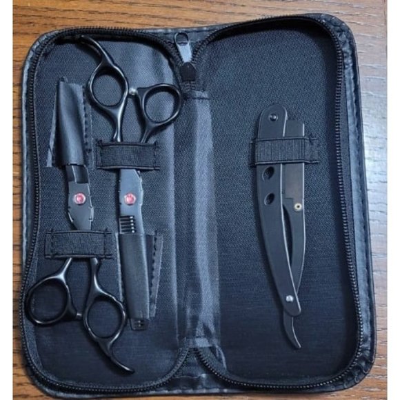 New Professional Black Hair Cutting Scissors Sets Stainless Steel.